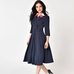 Miss Candyfloss Paisley-Lee dress navy